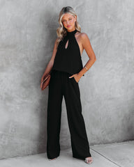 Saturday Night Fever Halter Pocketed Jumpsuit - Black