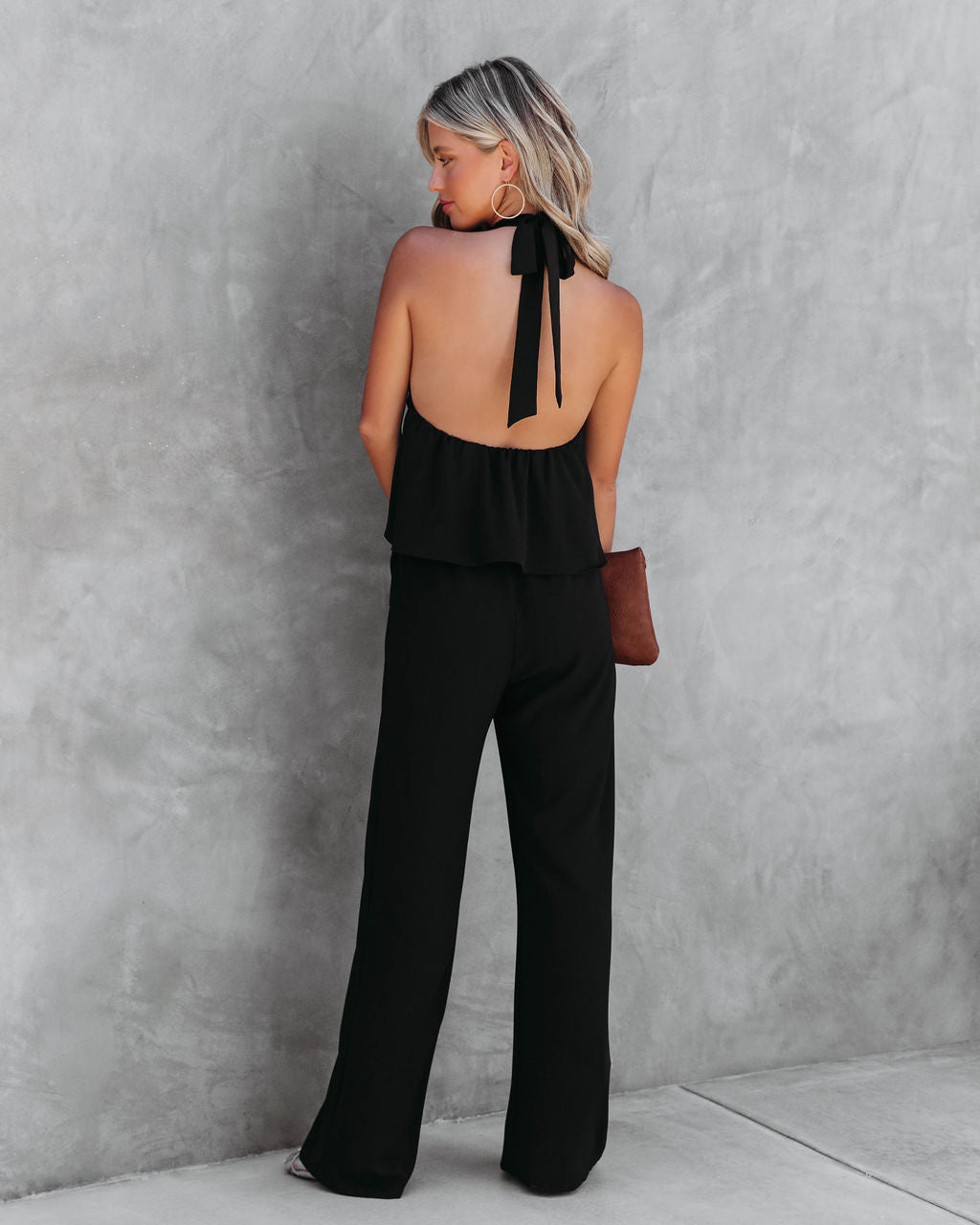 Saturday Night Fever Halter Pocketed Jumpsuit - Black