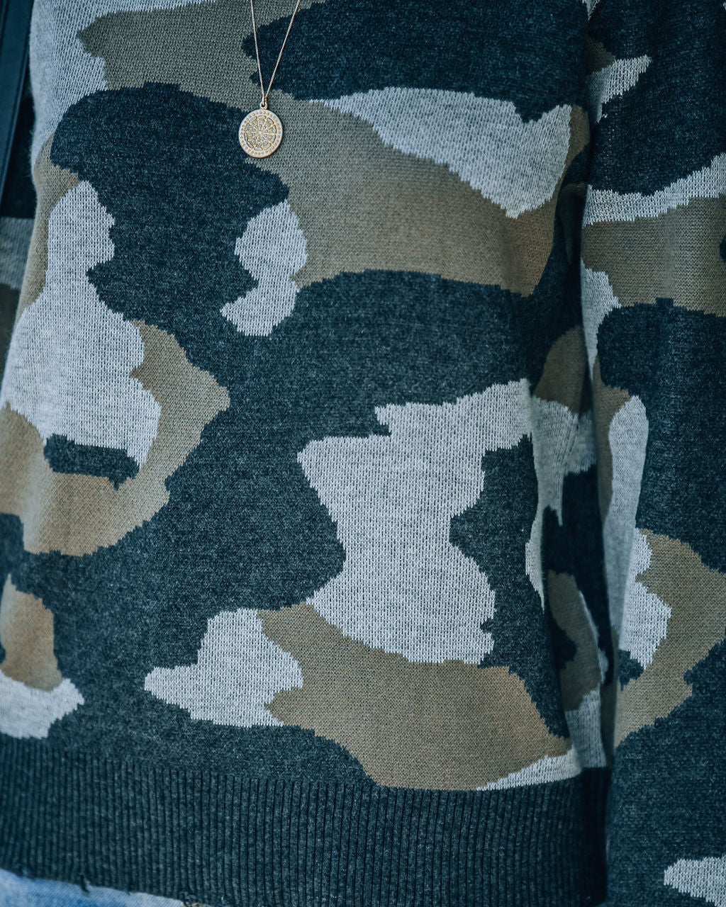 Sawyer Distressed Camo Knit Sweater