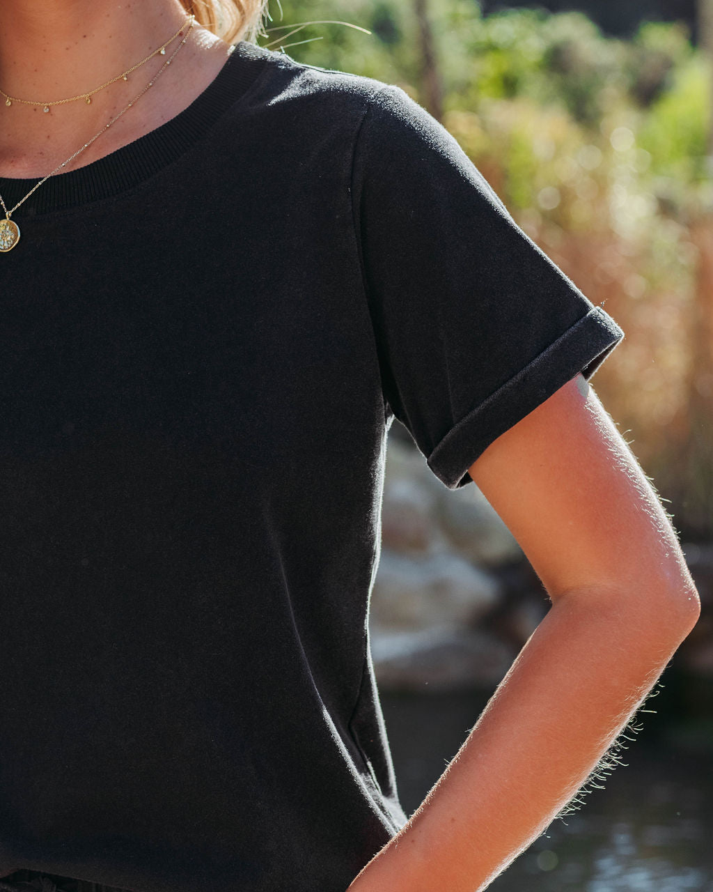 Saylor Cotton Blend Tee - Worn Black