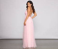 Saylor Formal Double Slit Tulle Dress