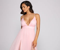 Saylor Formal Double Slit Tulle Dress