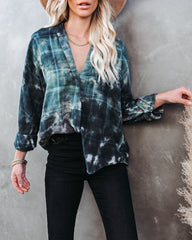 Sea Cliff Cotton Tie Dye Plaid Top