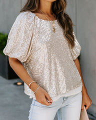 Secrecy Sequin Puff Sleeve Top