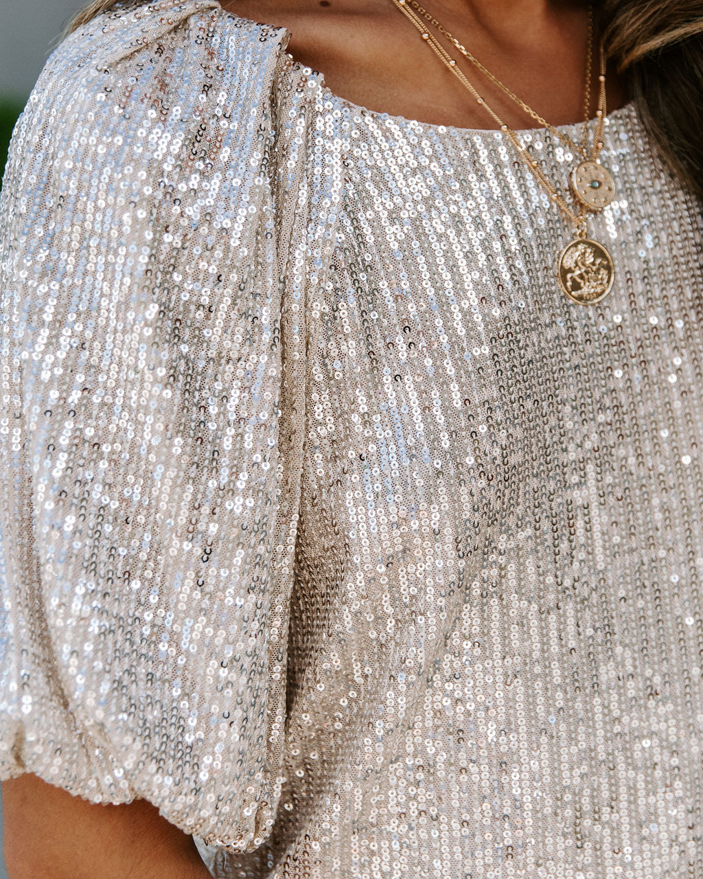 Secrecy Sequin Puff Sleeve Top