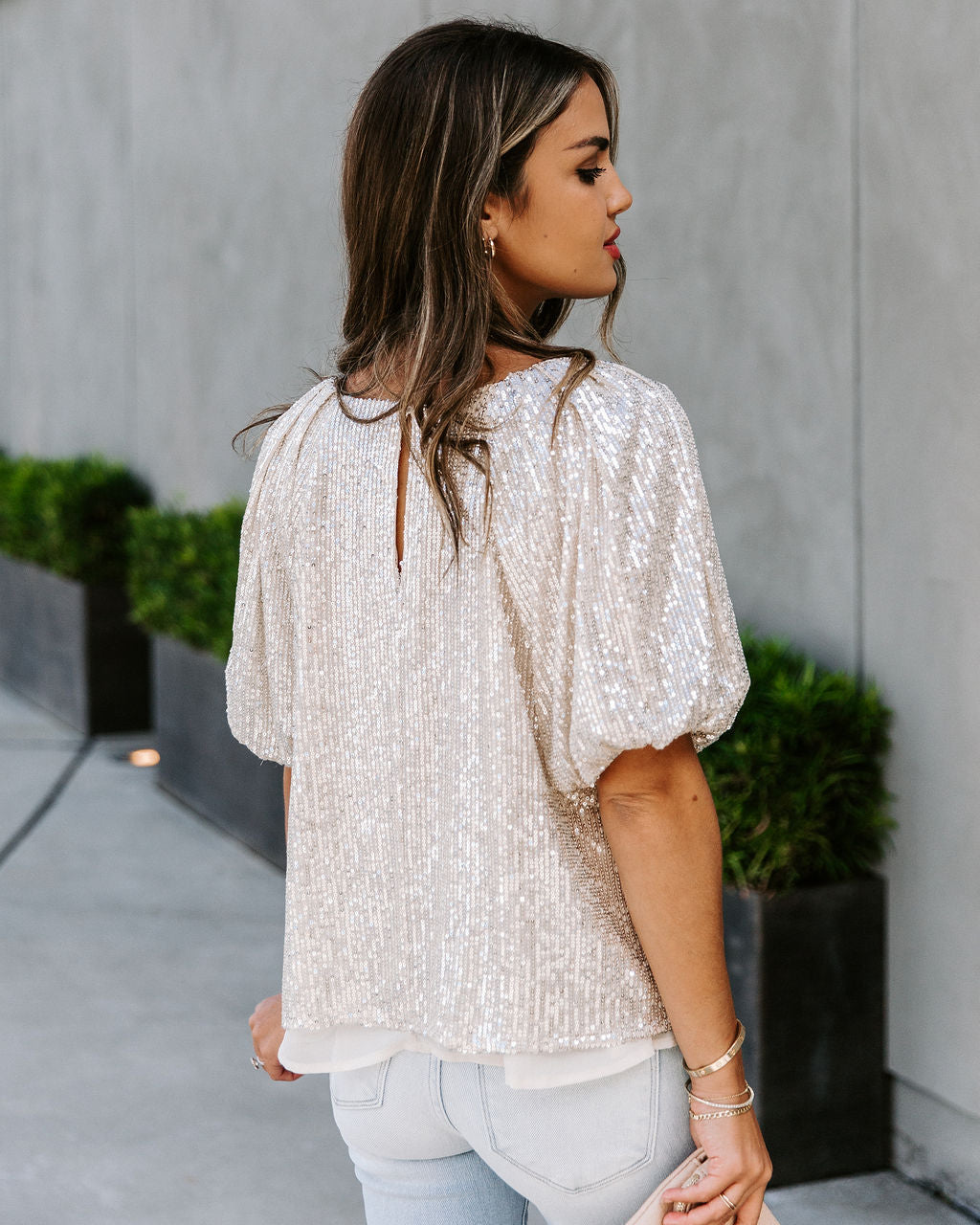 Secrecy Sequin Puff Sleeve Top