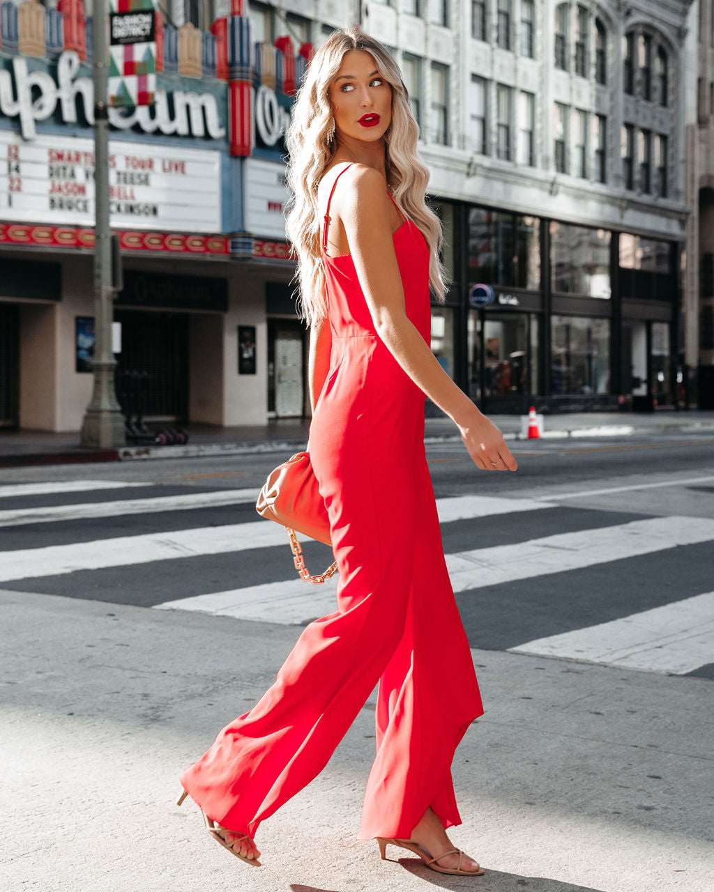 Seek To Be Chic Ruffle High Low Hem Jumpsuit - Red