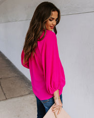 Seen It All Balloon Sleeve Blouse - Fuchsia