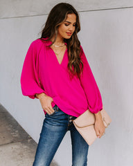 Seen It All Balloon Sleeve Blouse - Fuchsia