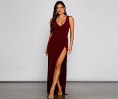 Serena Formal High Slit Lurex Dress