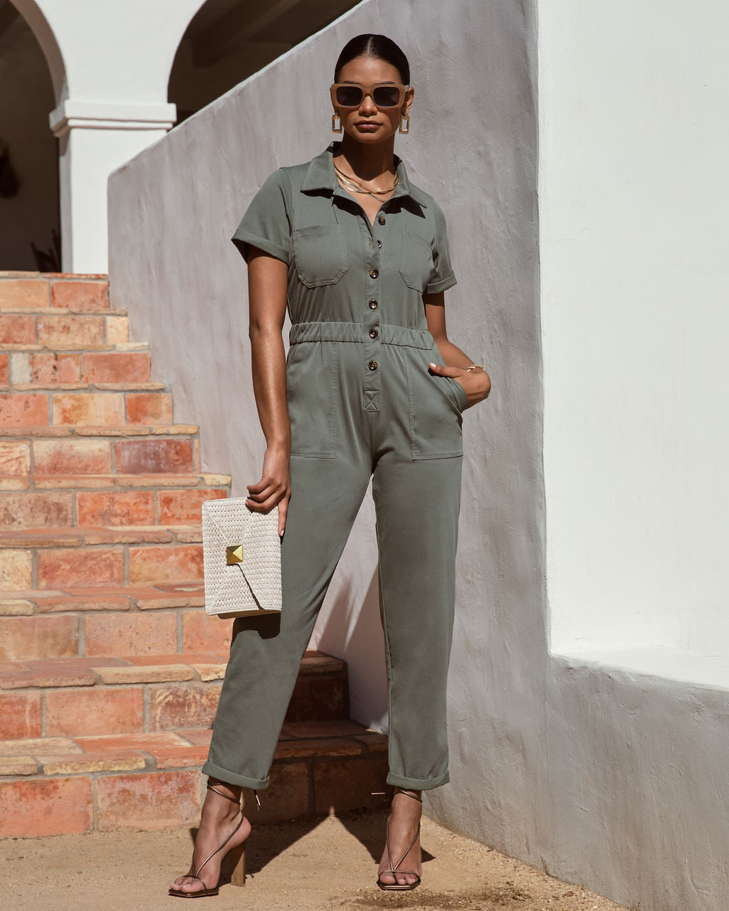 Serena Pocketed Jumpsuit - Olive