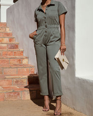 Serena Pocketed Jumpsuit - Olive