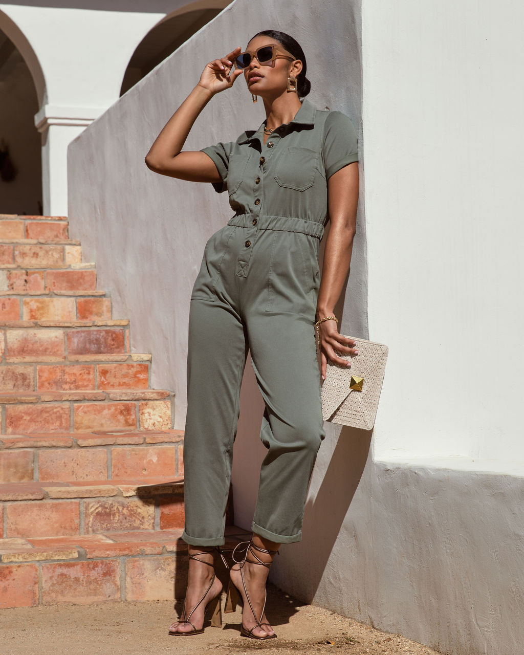 Serena Pocketed Jumpsuit - Olive