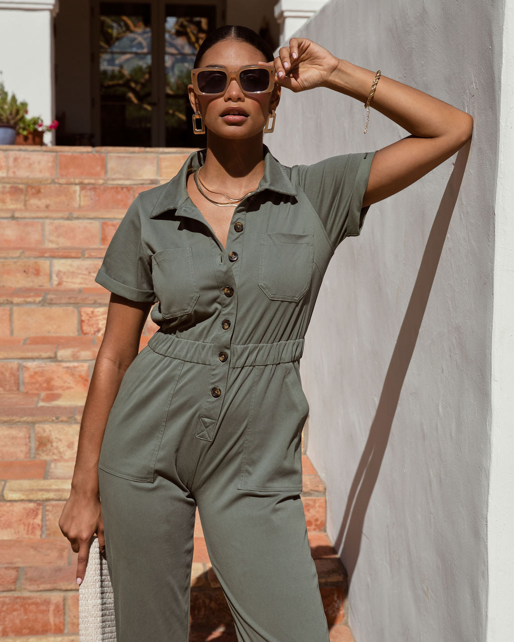 Serena Pocketed Jumpsuit - Olive