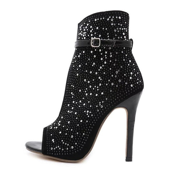 Sexy Diamonds Buckle Peep Toe High Heels