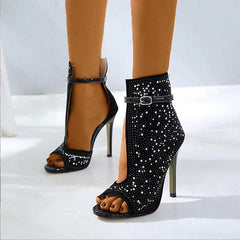 Sexy Diamonds Buckle Peep Toe High Heels