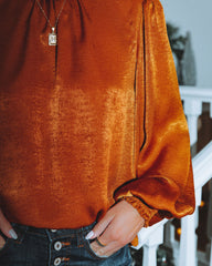 Shai Billowed Sleeve Blouse - Burnt Orange