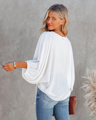 Shary Split Neck Blouse - White