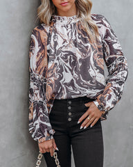 Show Love Printed Ruffle Sleeve Blouse