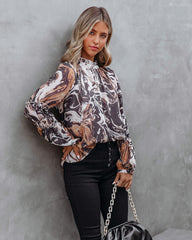 Show Love Printed Ruffle Sleeve Blouse