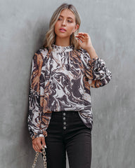 Show Love Printed Ruffle Sleeve Blouse