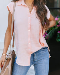 Shyanne Cotton Button Down Top - Peach