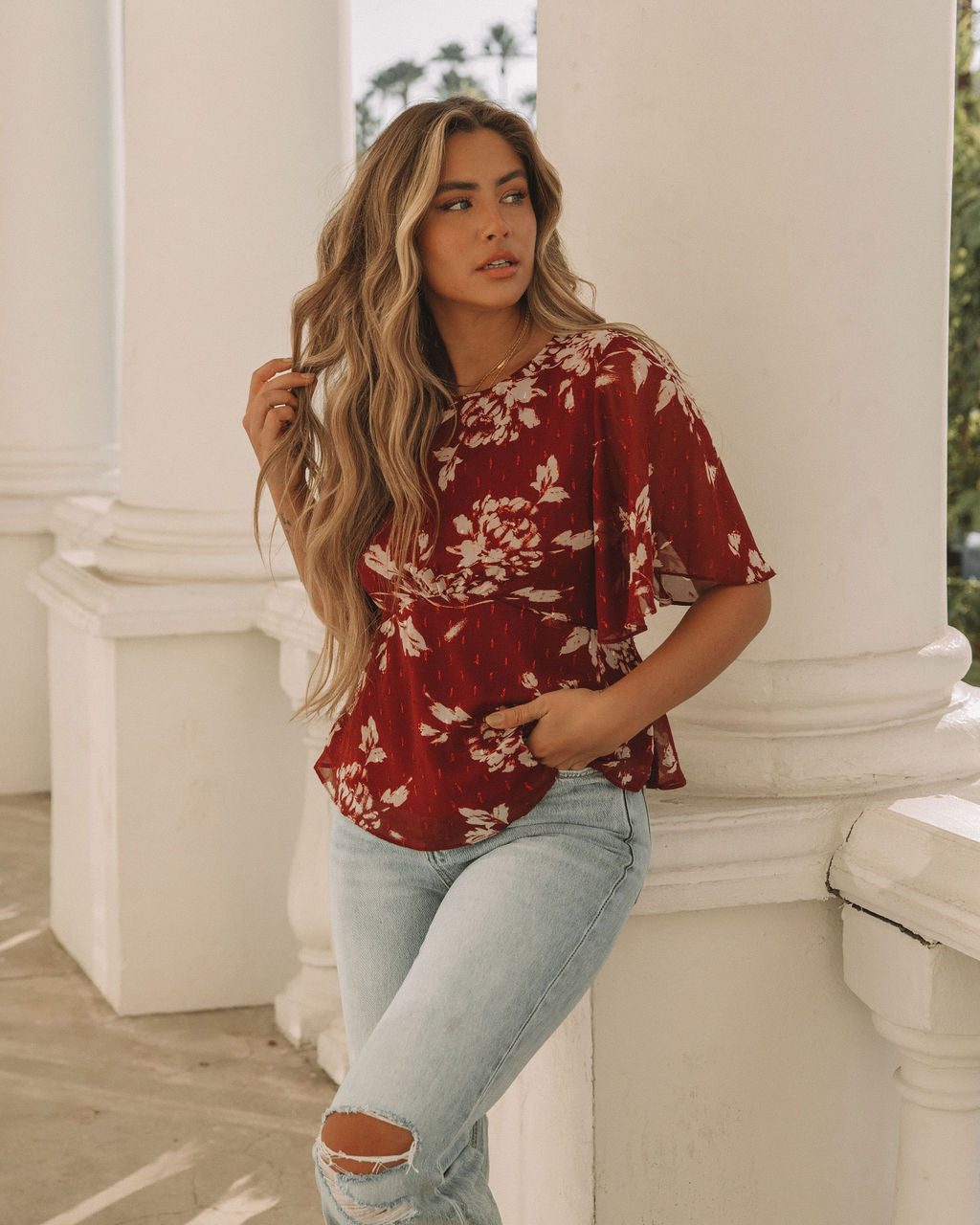 Sidney Floral Shimmer Peplum Blouse