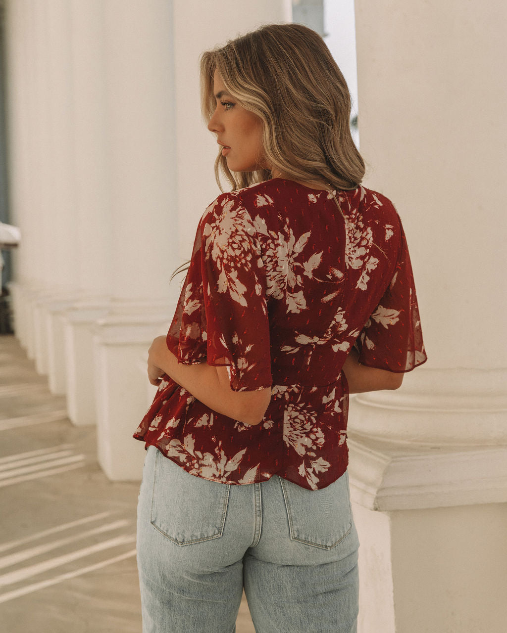 Sidney Floral Shimmer Peplum Blouse