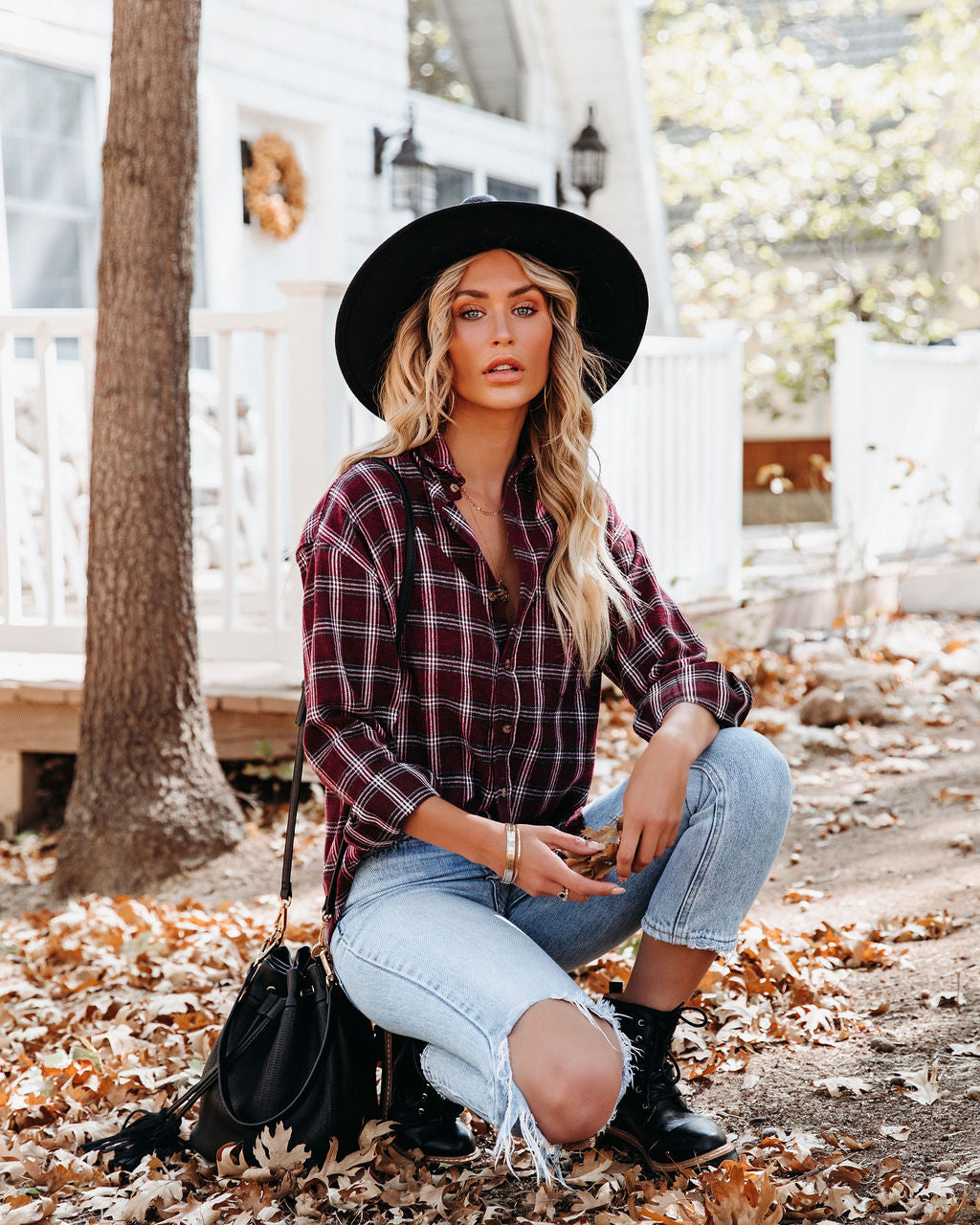 Sienna Cotton Blend Plaid Button Down Top