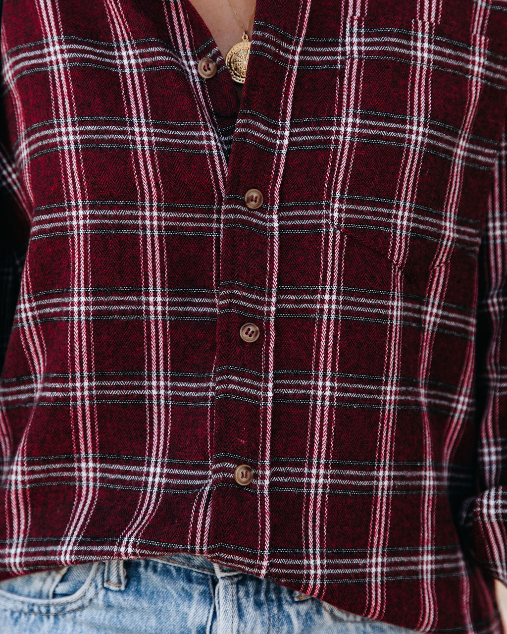 Sienna Cotton Blend Plaid Button Down Top