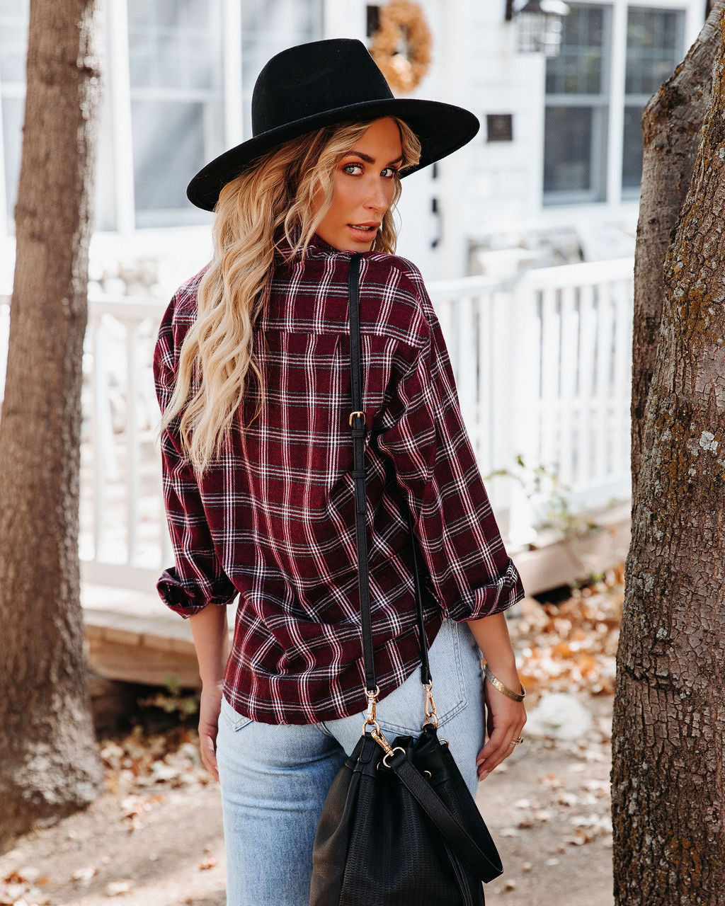 Sienna Cotton Blend Plaid Button Down Top