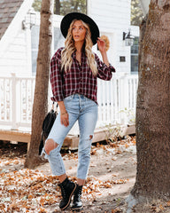 Sienna Cotton Blend Plaid Button Down Top