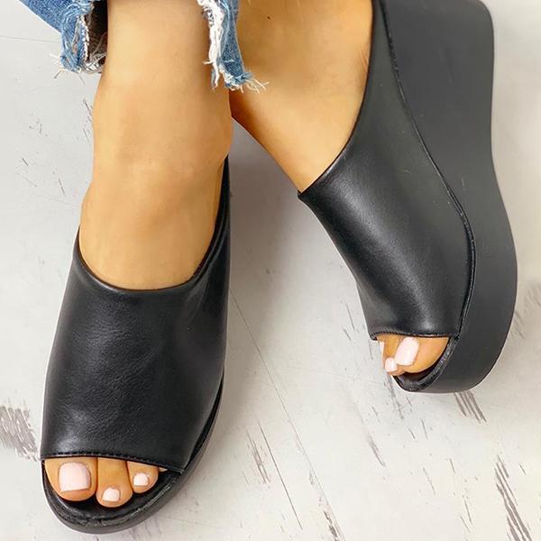 Simple Comfy Summer Slip-On Wedges