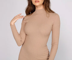 Slay In Basics Ribbed Knit Mini Dress