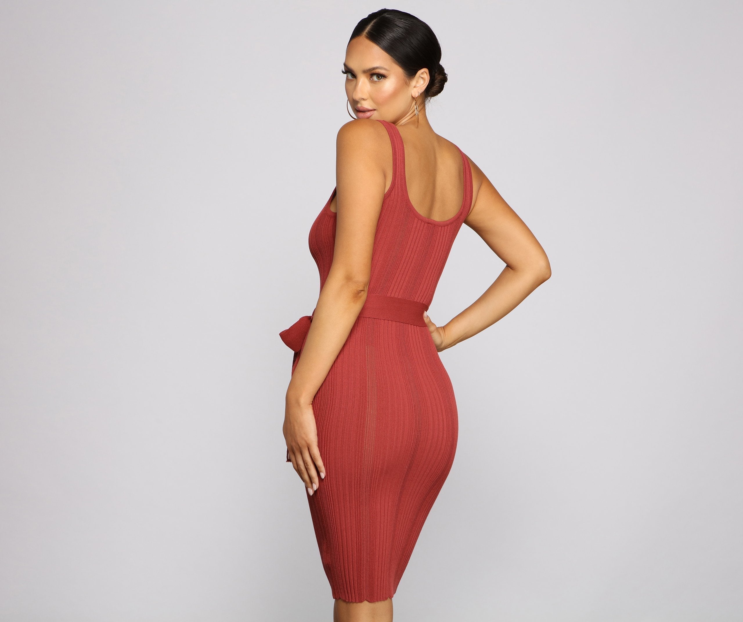 Slay In Style Ribbed Scoop Neck Midi Dress