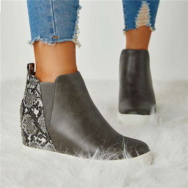 Slip On Wedge Heel Boots