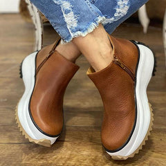 Solid Color Platform Sports Ankle Boots