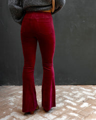 Sophie High Rise Bell Bottom Corduroy Pants - Burgundy