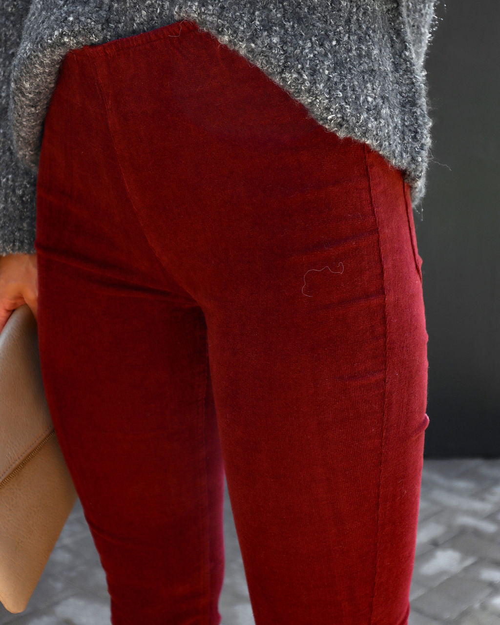 Sophie High Rise Bell Bottom Corduroy Pants - Burgundy