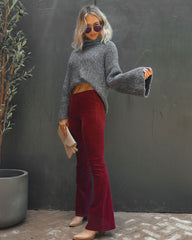 Sophie High Rise Bell Bottom Corduroy Pants - Burgundy