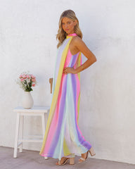 Springtime State Of Mind Striped Flowy Jumpsuit - Rainbow