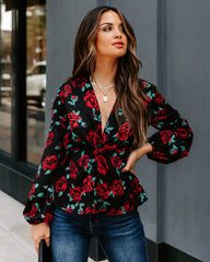 Storie Floral Twist Peplum Blouse