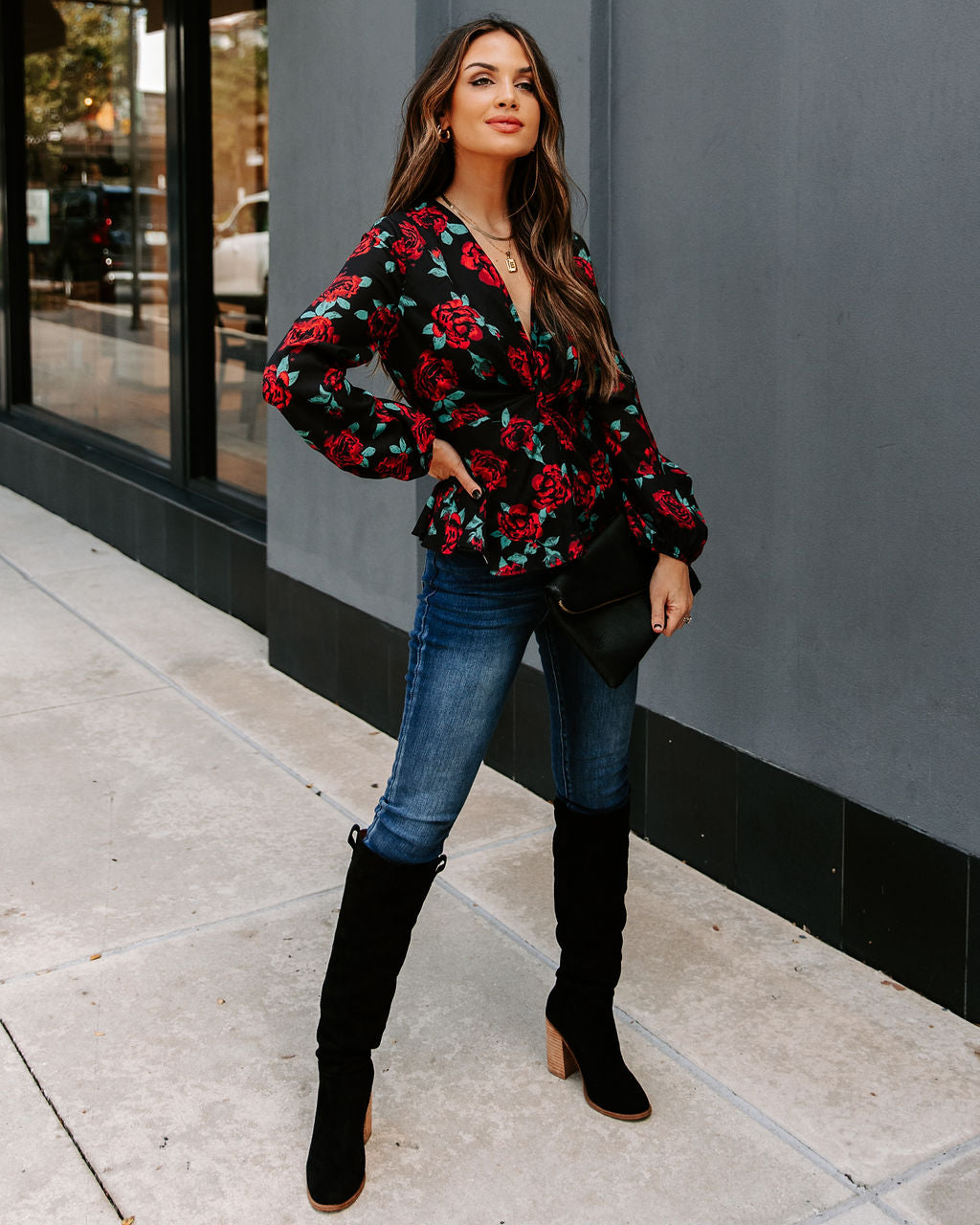 Storie Floral Twist Peplum Blouse