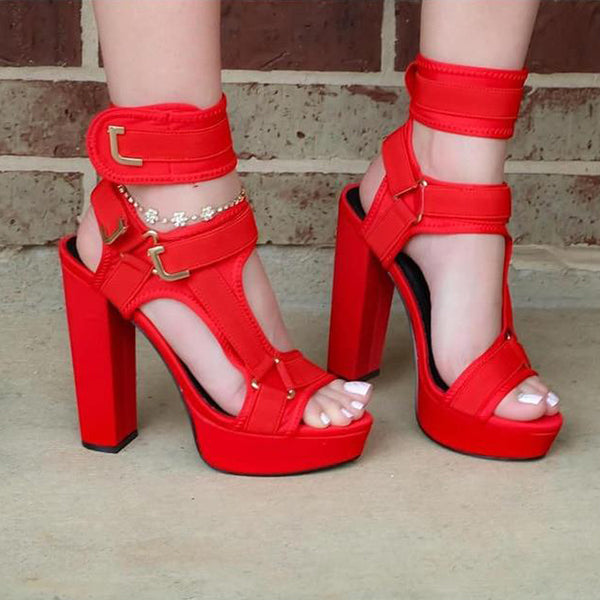 Stylish Buckle Ankle-Wrap High Heels