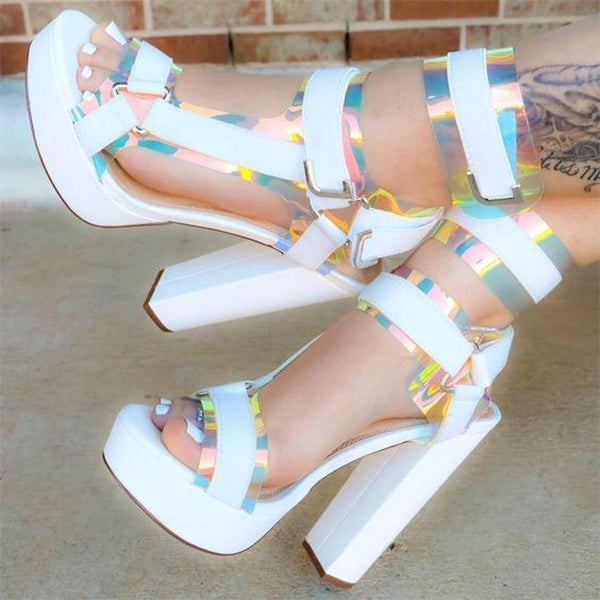 Stylish Buckle Ankle-Wrap High Heels