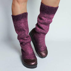 Stylish Mixed Colors Slip On Platform High Boots