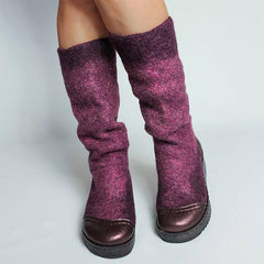 Stylish Mixed Colors Slip On Platform High Boots