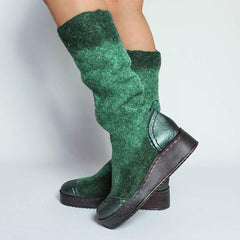 Stylish Mixed Colors Slip On Platform High Boots