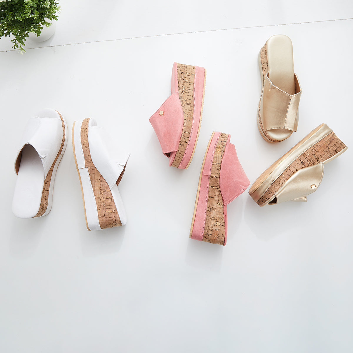 Suisecloths Comfortable Cork Footbed Slip-on Sandals Platform Wedge Slippers