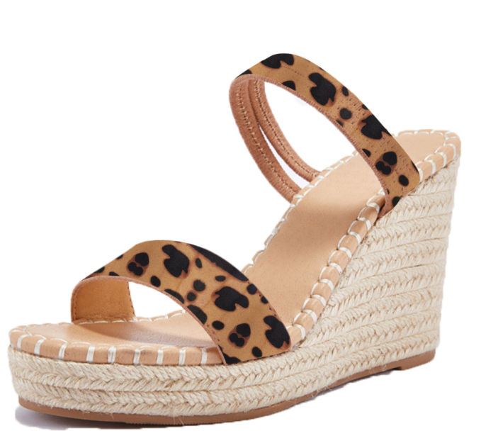 Suisecloths Open Toe Platform Espadrille Wedges Slip on Sandals